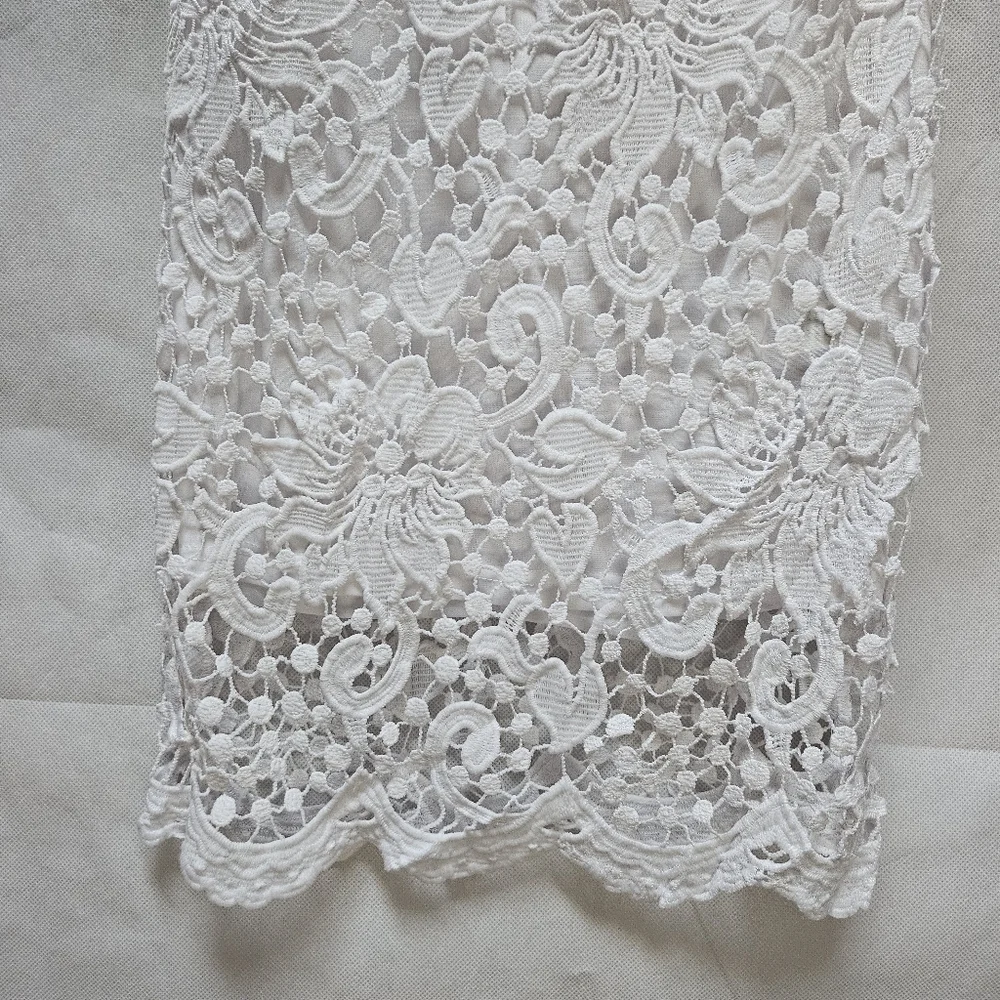 Poetry Floral Crocheted Lace Open Back White Dress 100% Polyester Sz S - Picture 2 of 7
